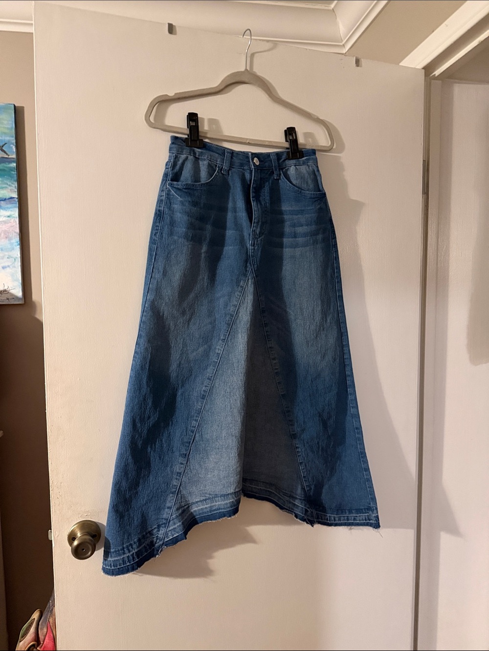 Amazon Blue Denim A-Line Maxi Skirt